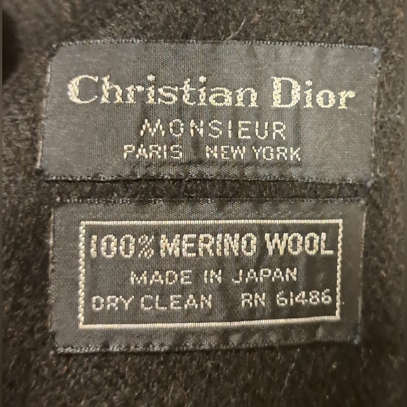 Vintage Christian Dior Black Merino Wool Soft Warm Winter Comfy Cozy Scarf Wrap - Picture 8 of 8